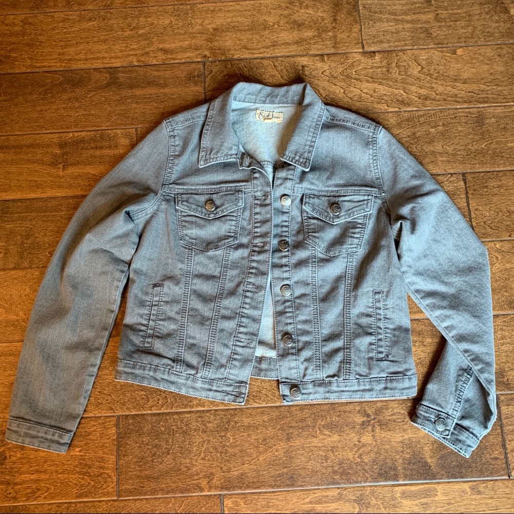 Earl Jean Grey Denim Classic Cut Jacket, M EUC